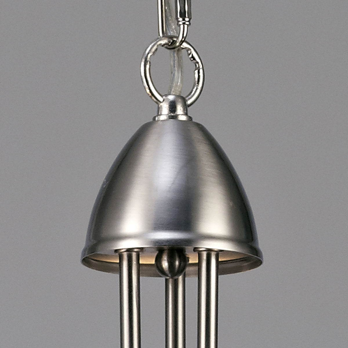 Cooper Three Arm Pendant or Semi Flush Light in Satin Nickel and Opal White Shades