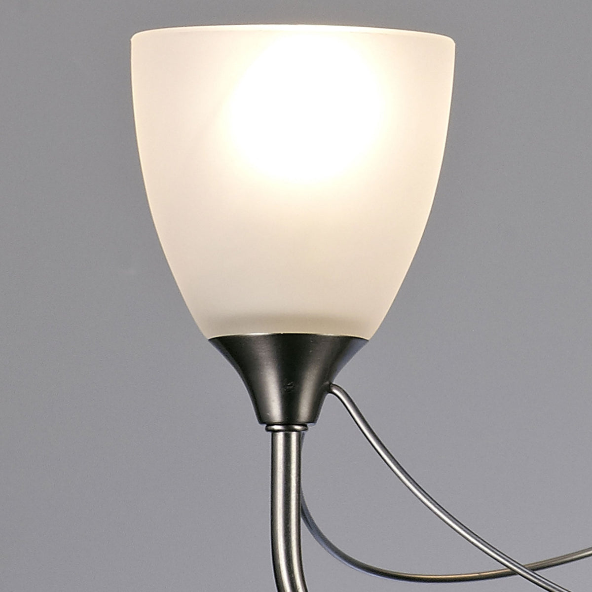 Cooper Three Arm Pendant or Semi Flush Light in Satin Nickel and Opal White Shades