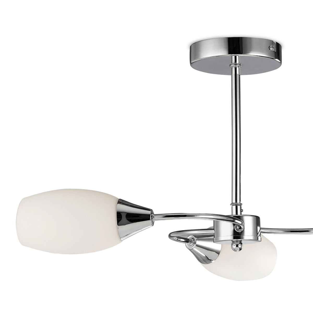 Denia Three Arm Semi Flush Ceiling Light in Chrome with Opal Shades