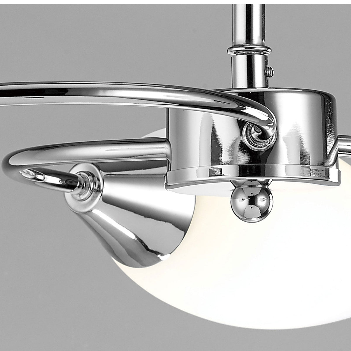 Denia Three Arm Semi Flush Ceiling Light in Chrome with Opal Shades