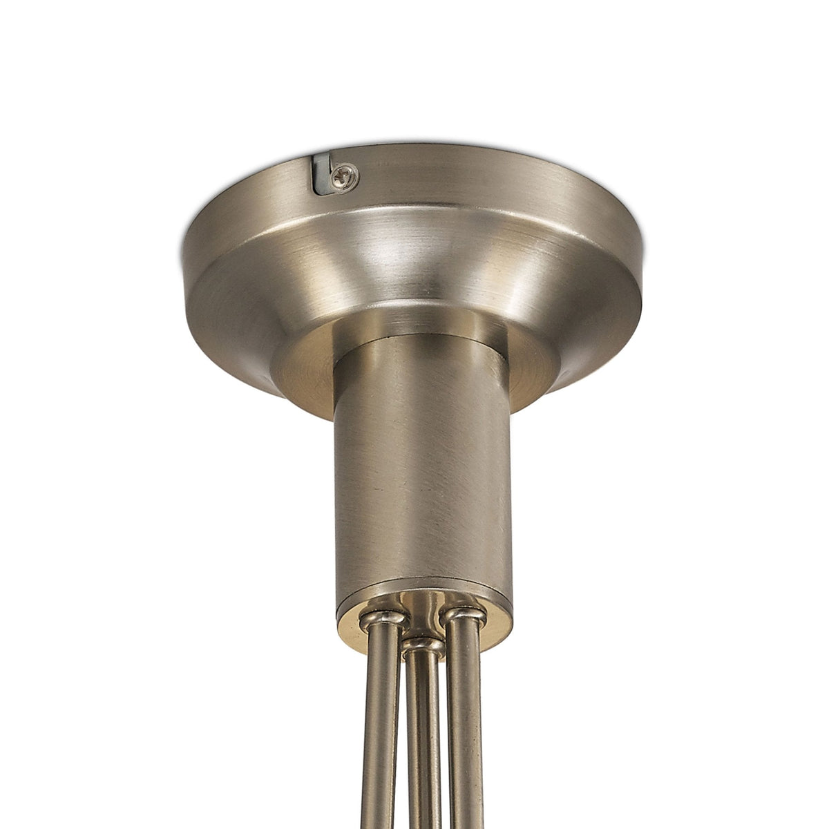 Devon Three Arm Semi Flush Ceiling Light in Satin Nickel with Opal White Shades