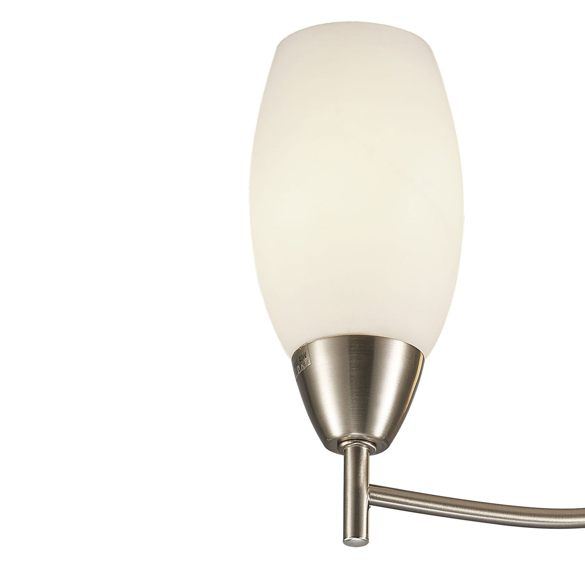 Devon Three Arm Semi Flush Ceiling Light in Satin Nickel with Opal White Shades