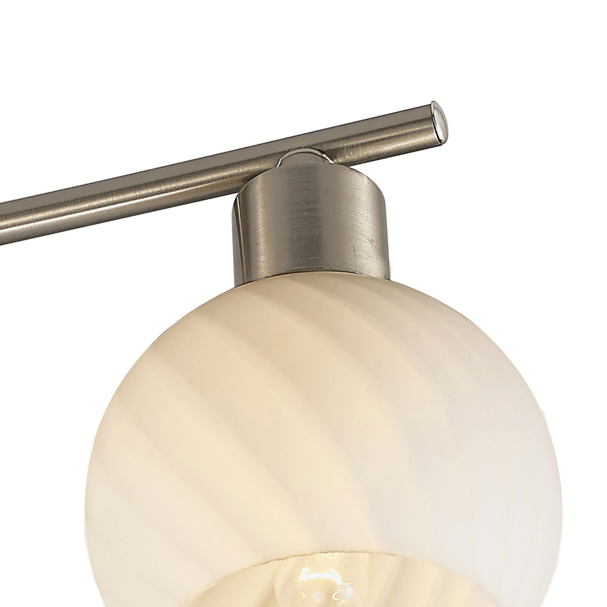 Carmen Four Arm Ceiling Light in Satin Nickel and Frosted Opal White Shades