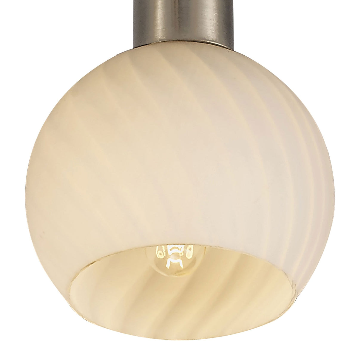 Carmen Four Arm Ceiling Light in Satin Nickel and Frosted Opal White Shades
