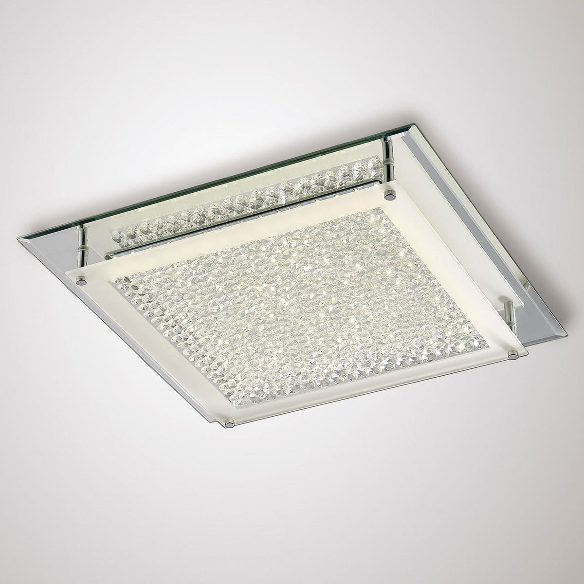 Gina Crystal 21W LED Ceiling Light in a Chrome and Mirrored Finish