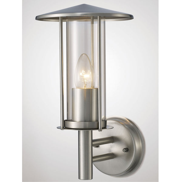 Dalton IP44 Exterior Wall Light in Stainless Steel and Clear Glass Finish