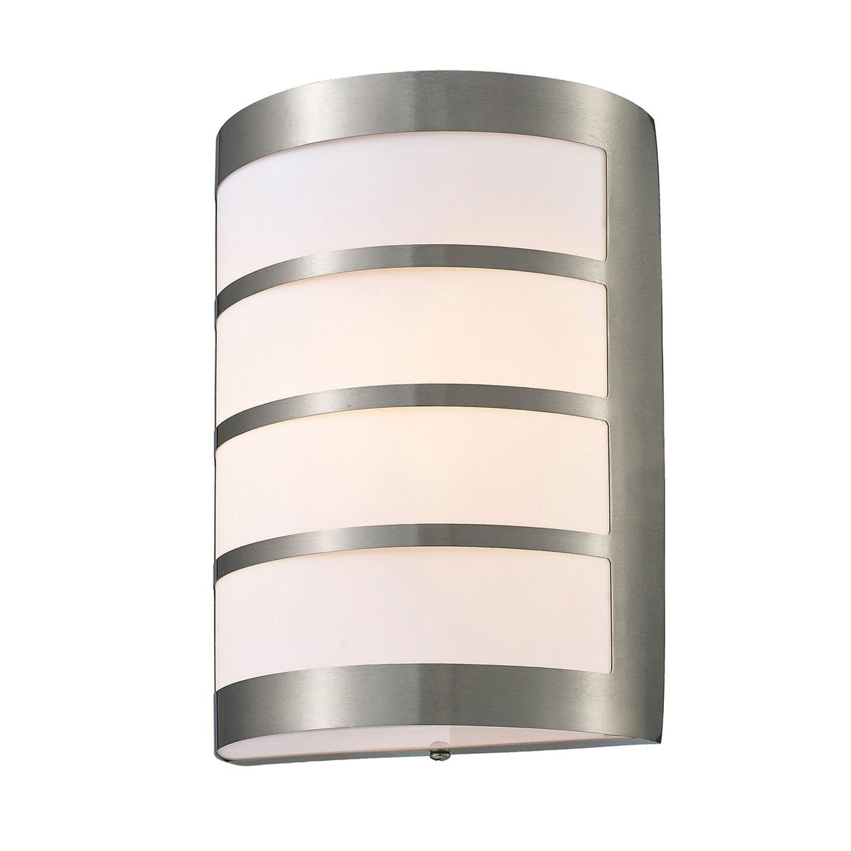Clayton Louvre Design IP44 Wall Light in Stainless Steel & Opal White Diffuser