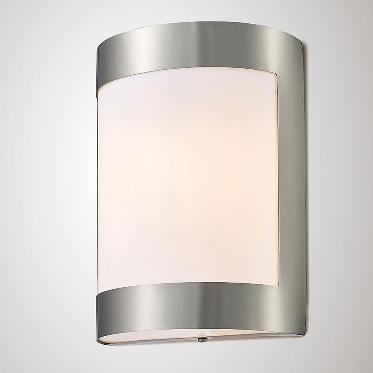 Clayton IP44 Wall Light in Stainless Steel & Opal White Diffuser