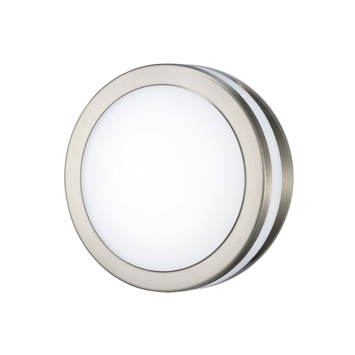 Aldo IP44 LED Round Wall Light in Stainless Steel with Opal White Diffuser