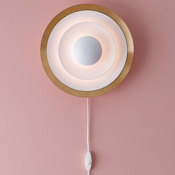 Diablo 300 Plugged Wall Light in Brass