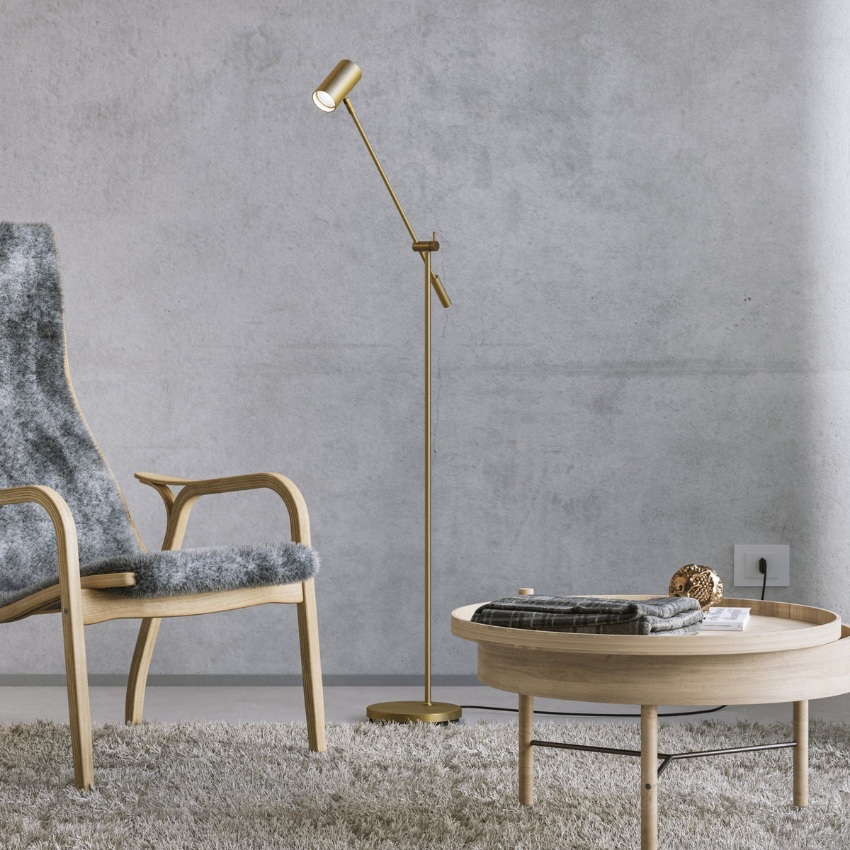 Tyson Tilt Floor Lamp in Polished Brass