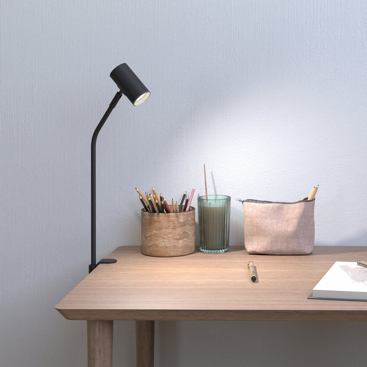 Tyson Table Top Clamp-On Lamp in Black