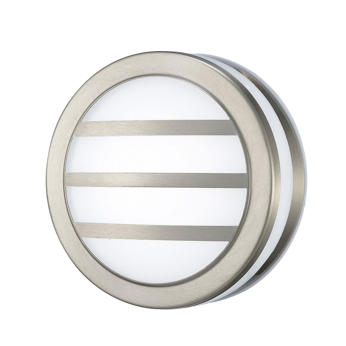Aldo IP44 LED Round Louvre Wall Light in Stainless Steel with Opal White Diffuser