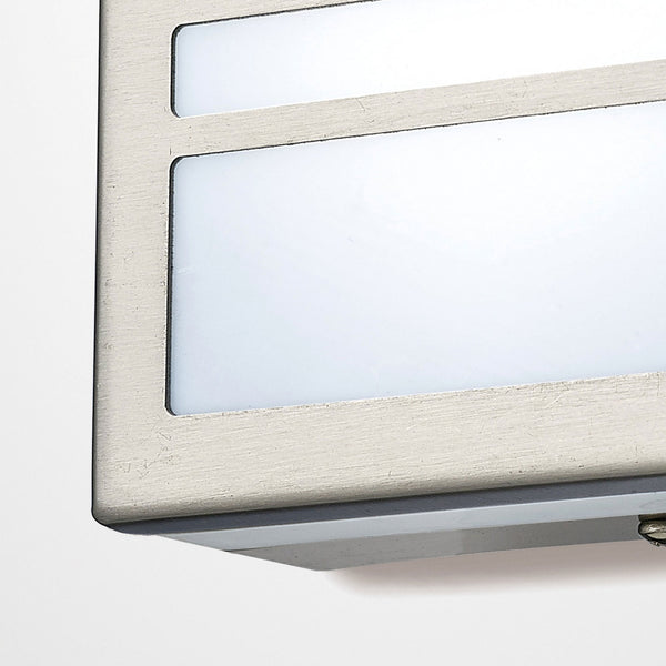 Aldo IP44 LED Square Louvre Wall Light in Stainless Steel with Opal White Diffuser