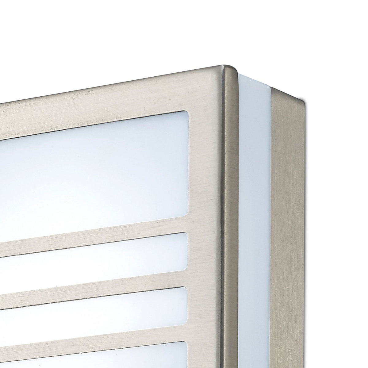 Aldo IP44 LED Square Louvre Wall Light in Stainless Steel with Opal White Diffuser