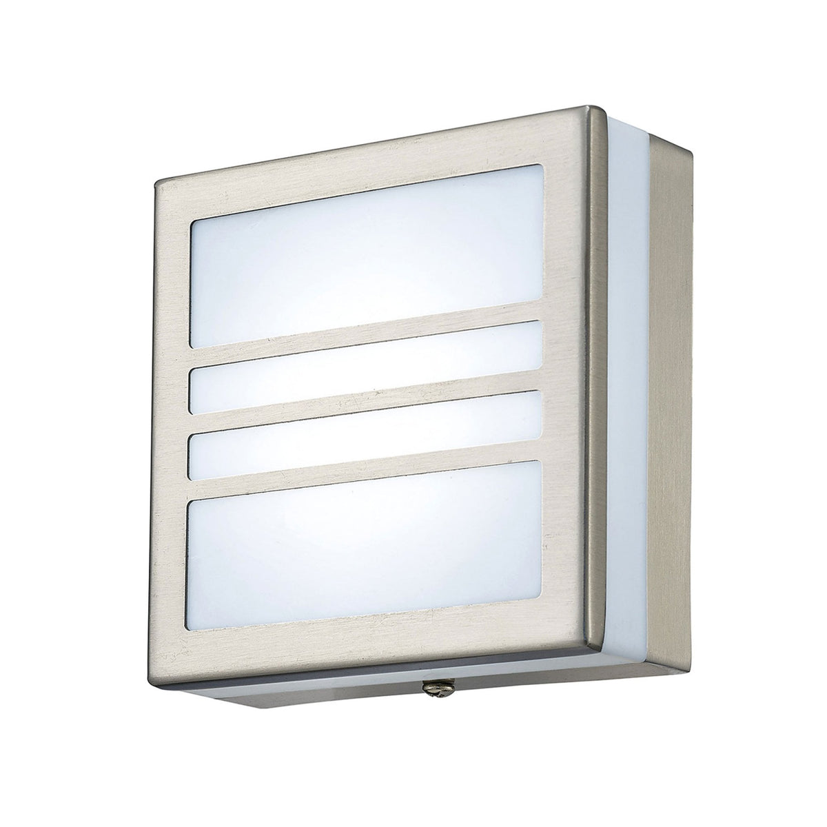 Aldo IP44 LED Square Louvre Wall Light in Stainless Steel with Opal White Diffuser