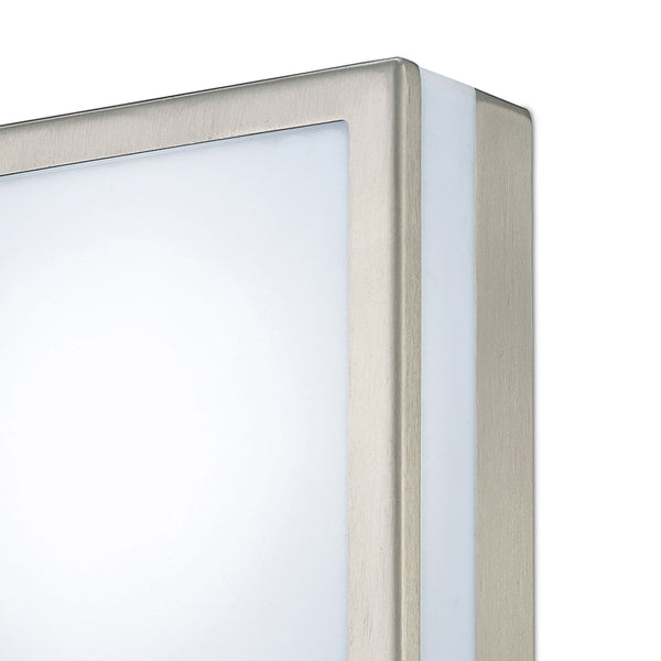 Aldo IP44 LED Square Wall Light in Stainless Steel with Opal White Diffuser