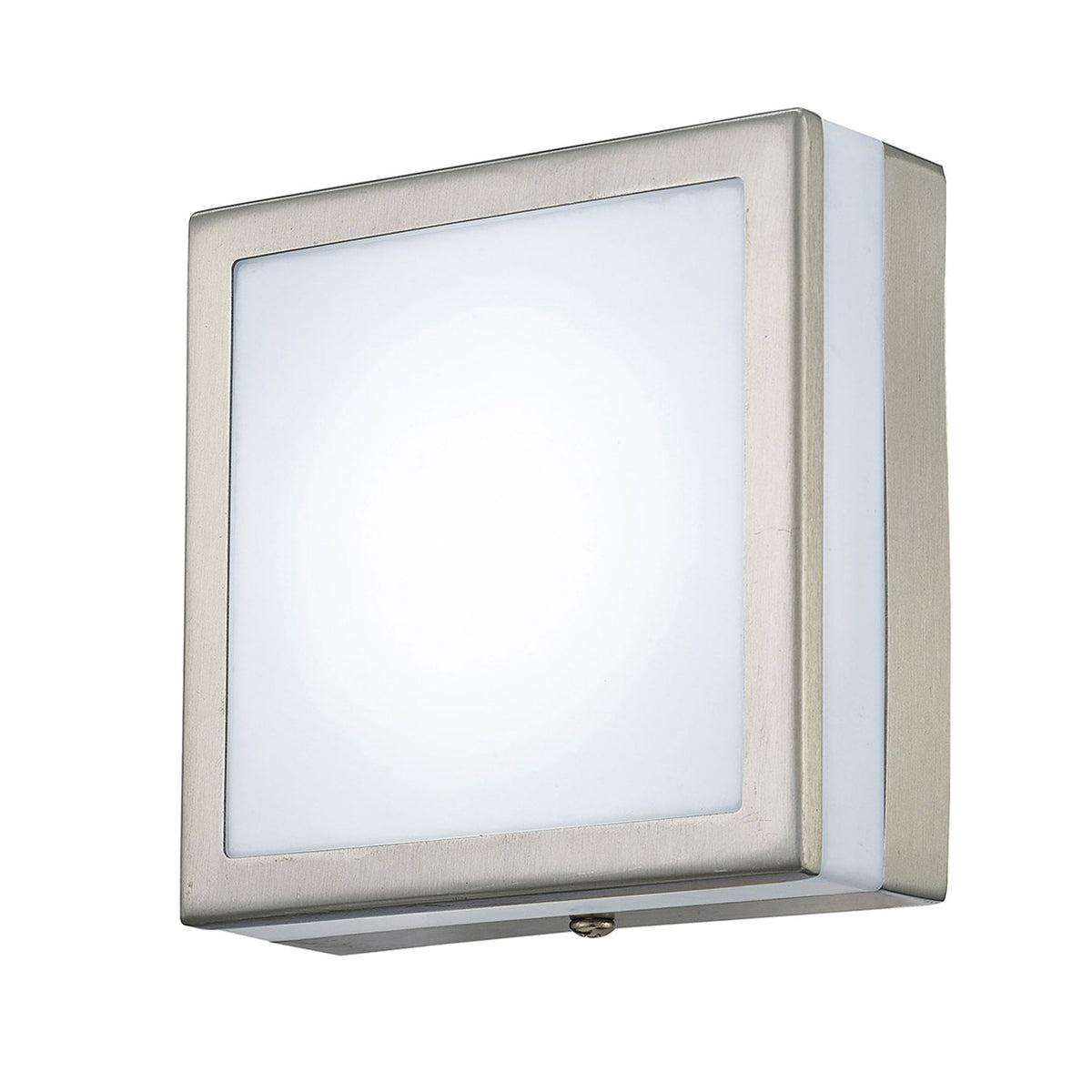 Aldo IP44 LED Square Wall Light in Stainless Steel with Opal White Diffuser