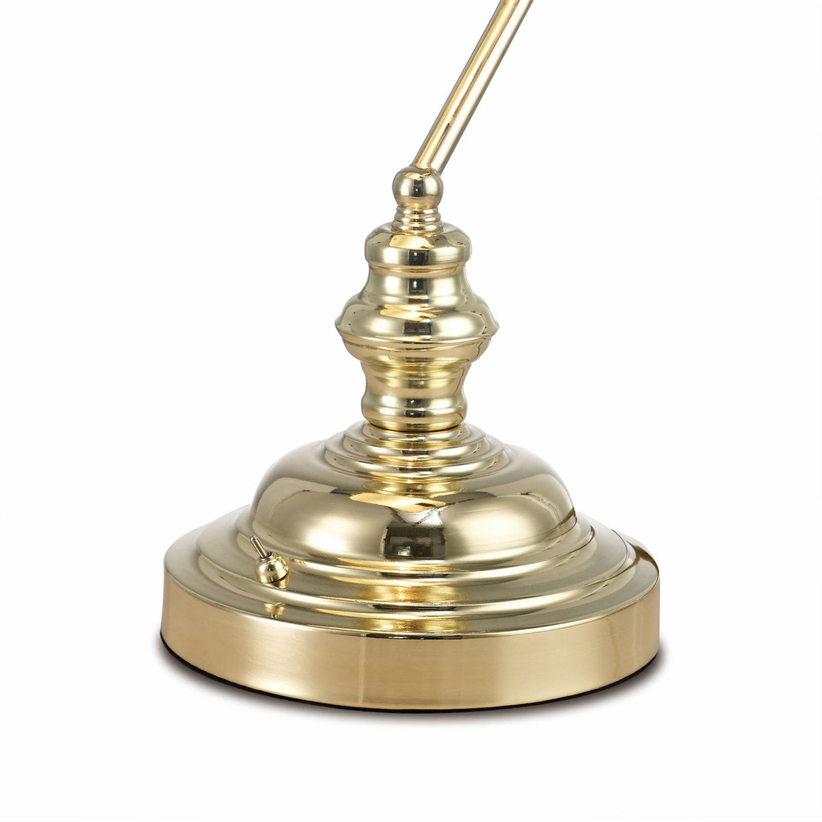 Morgan Bankers Table Lamp in Polished Brass & Green Glass Diffuser