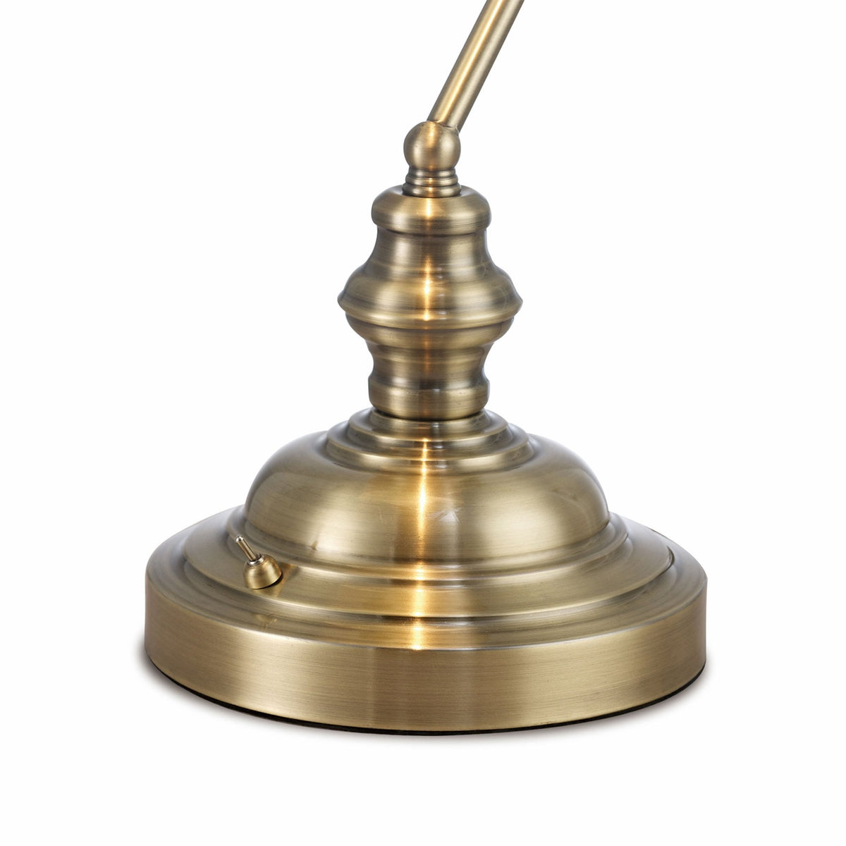 Morgan Bankers Table Lamp in Antique Brass & Green Glass Diffuser