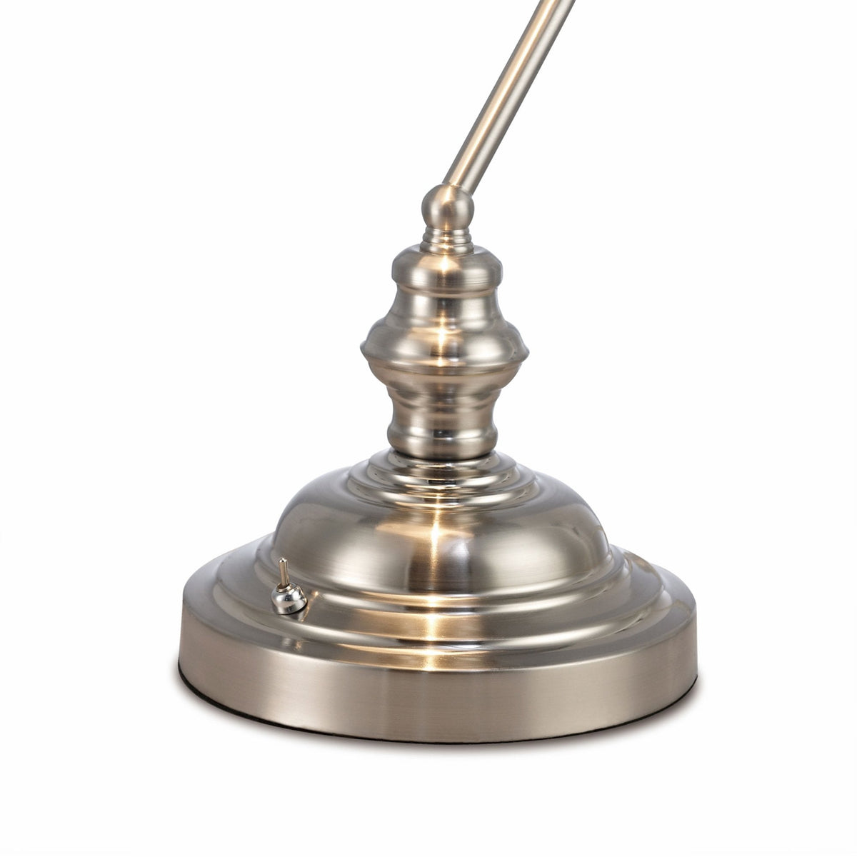 Morgan Bankers Table Lamp in Satin Nickel & White Glass Diffuser