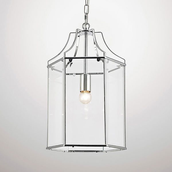Payton Pendant Light in Polished Chrome with Clear Glass Panels