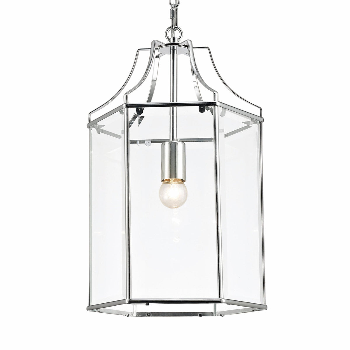 Payton Pendant Light in Polished Chrome with Clear Glass Panels