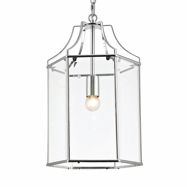 Payton Pendant Light in Polished Chrome with Clear Glass Panels
