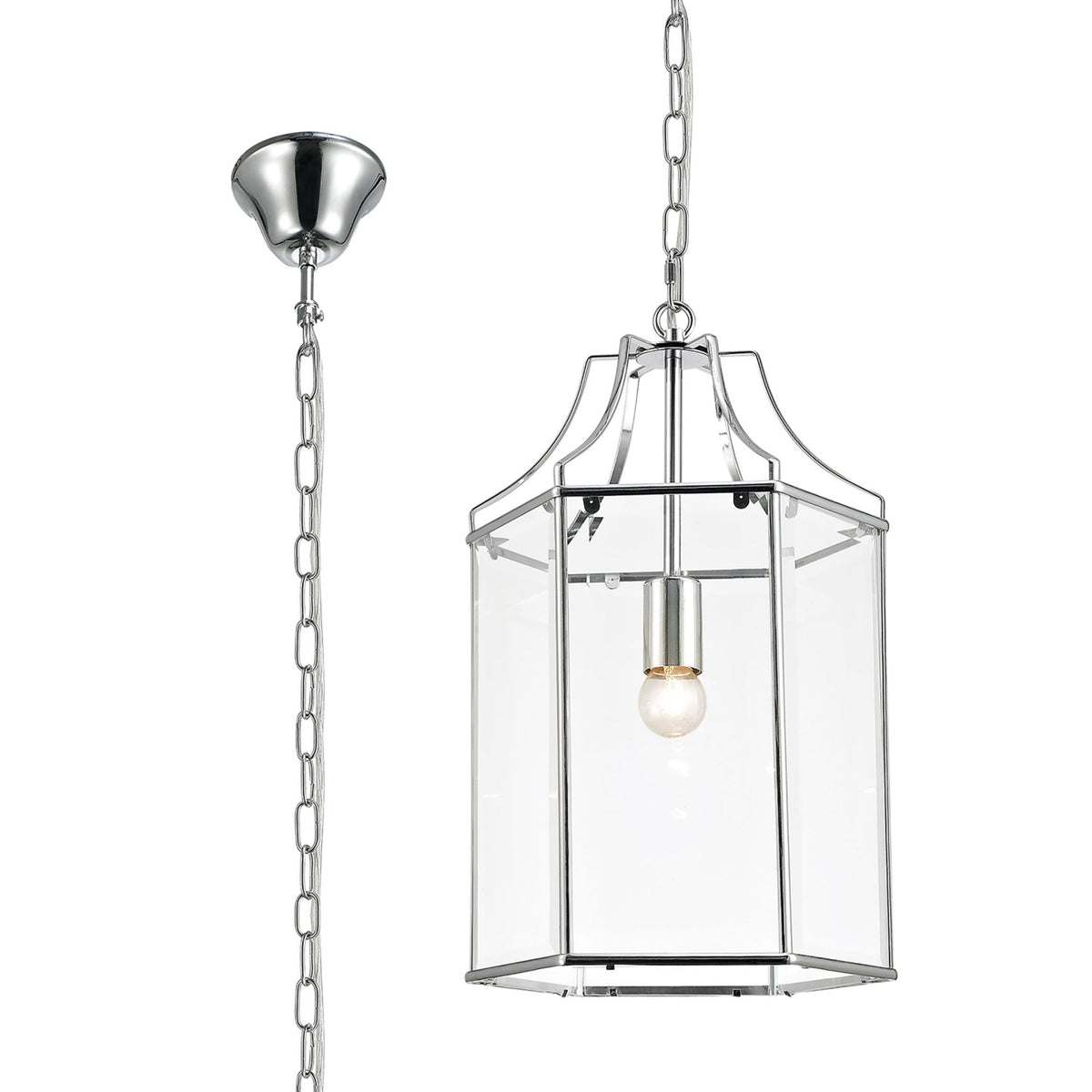 Payton Pendant Light in Polished Chrome with Clear Glass Panels