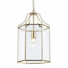 Payton Pendant Light in French Gold with Clear Glass Panels