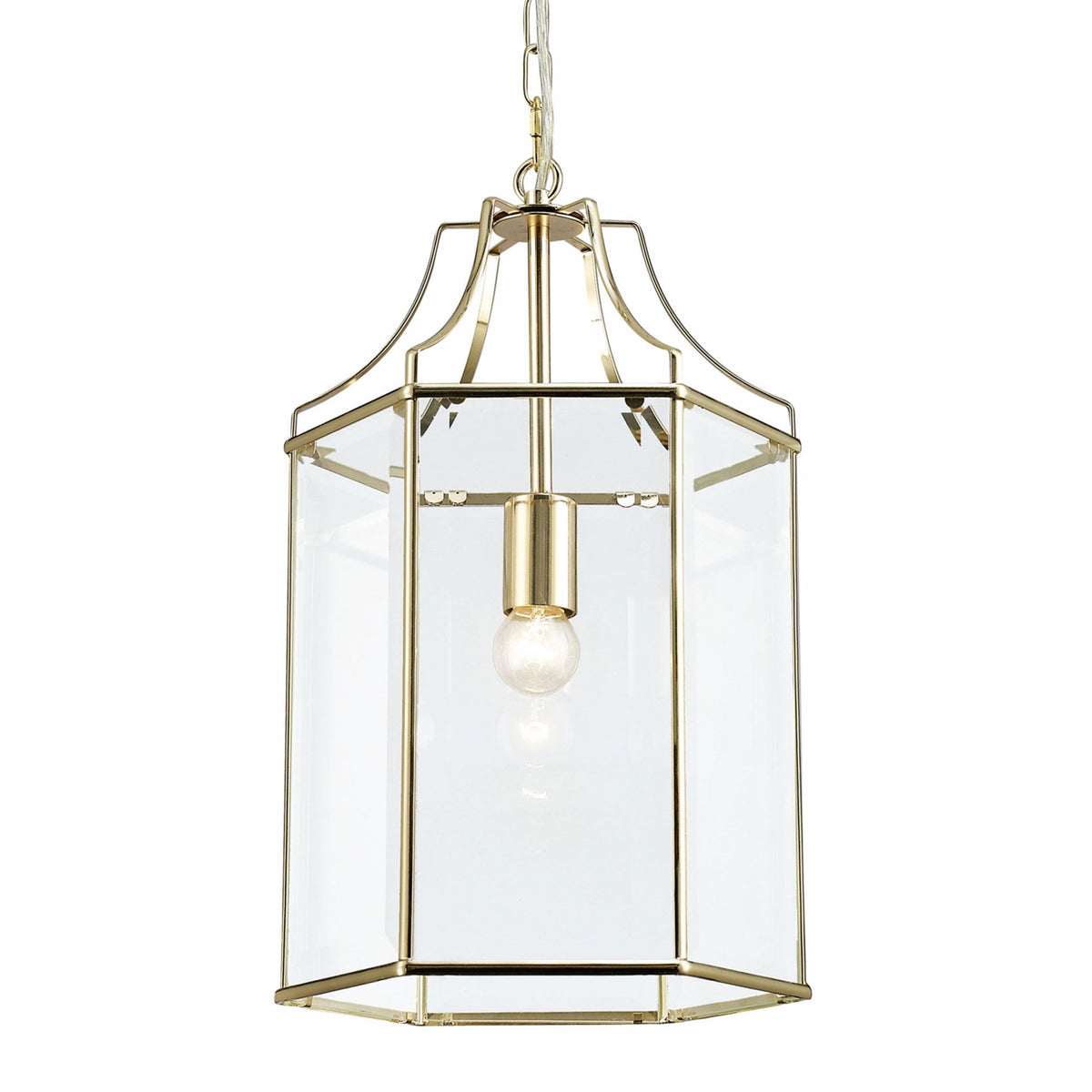 Payton Pendant Light in French Gold with Clear Glass Panels