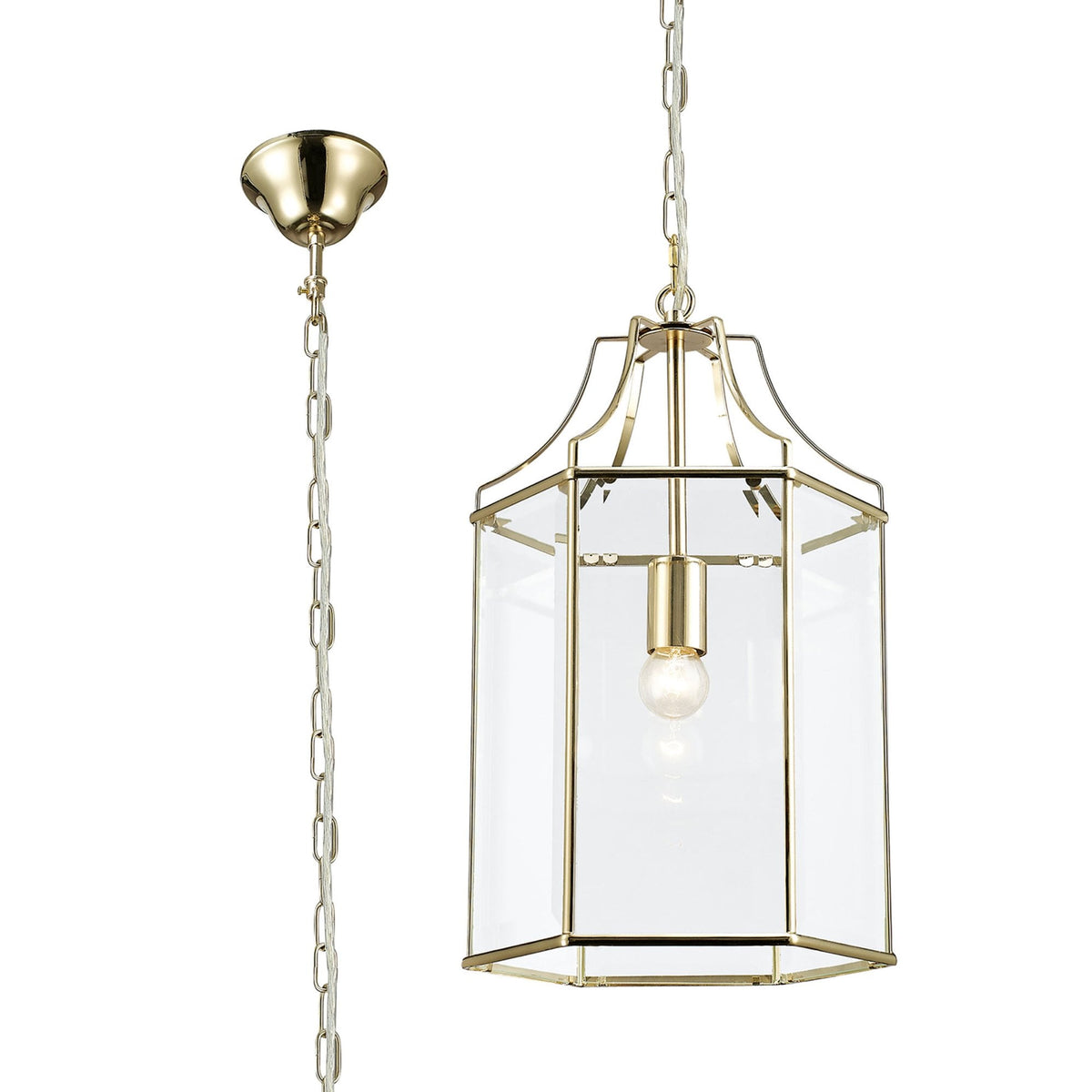 Payton Pendant Light in French Gold with Clear Glass Panels