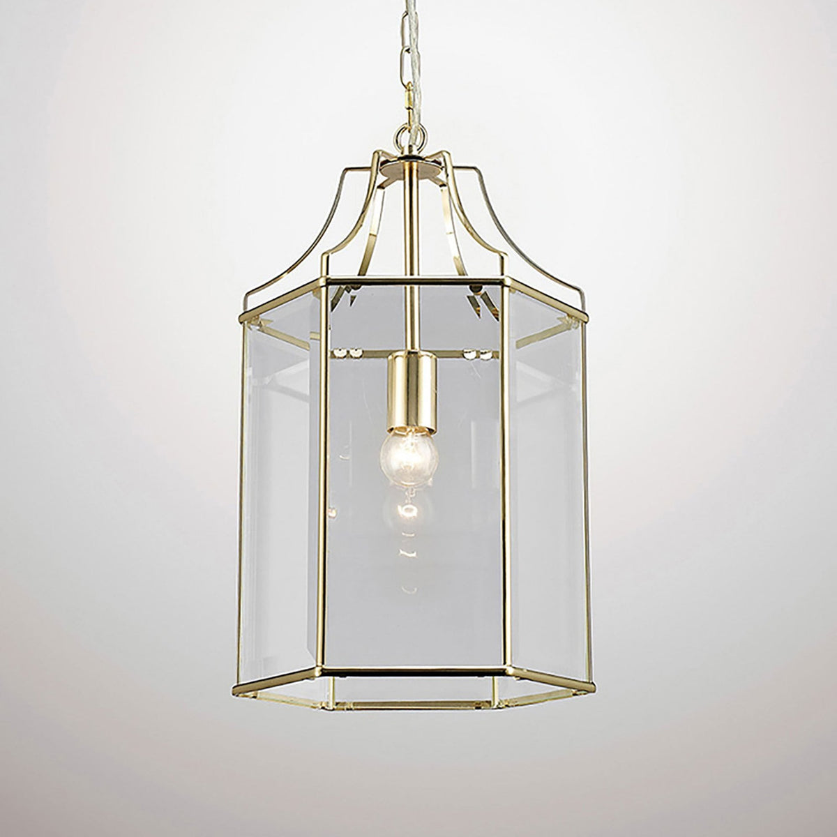 Payton Pendant Light in French Gold with Clear Glass Panels