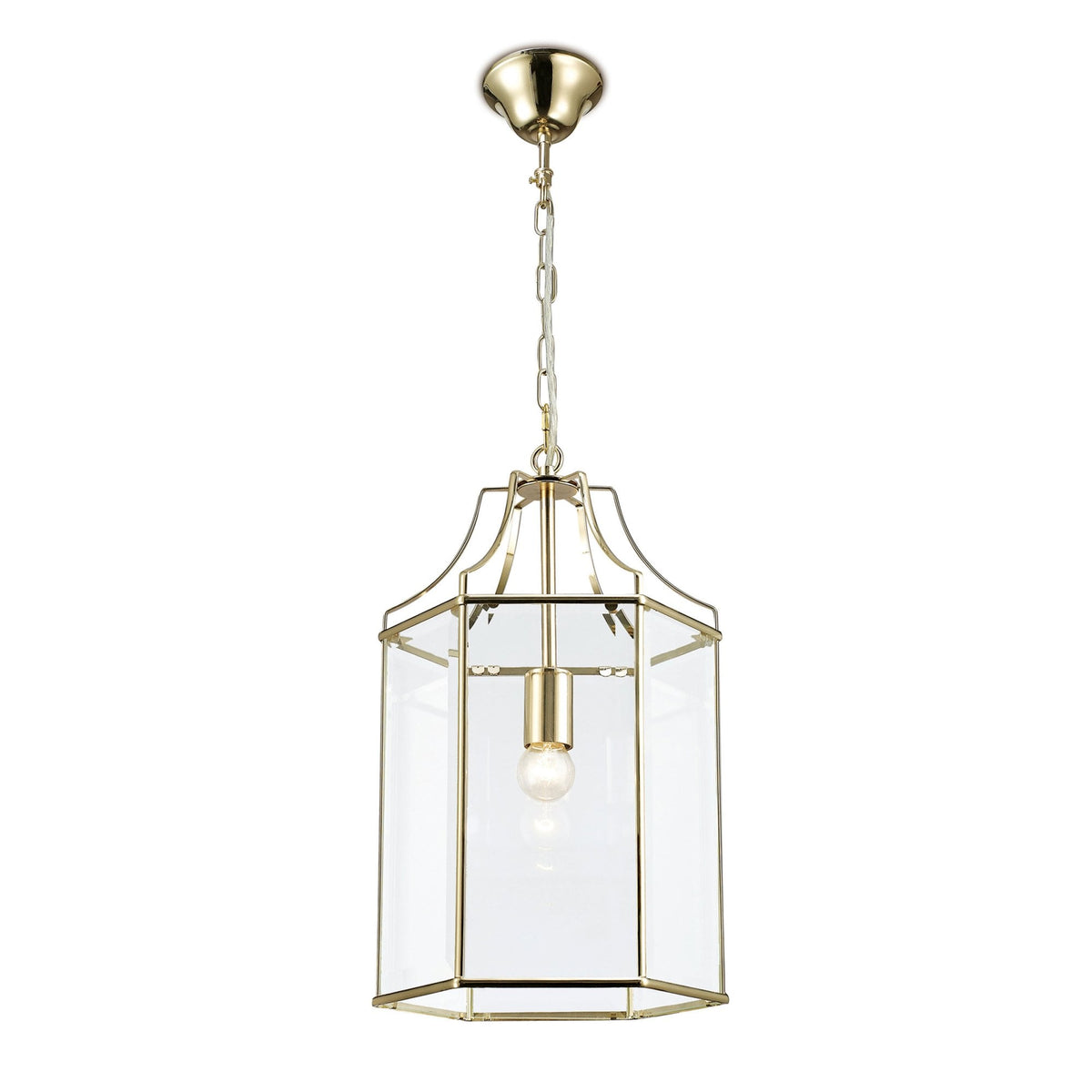 Payton Pendant Light in French Gold with Clear Glass Panels