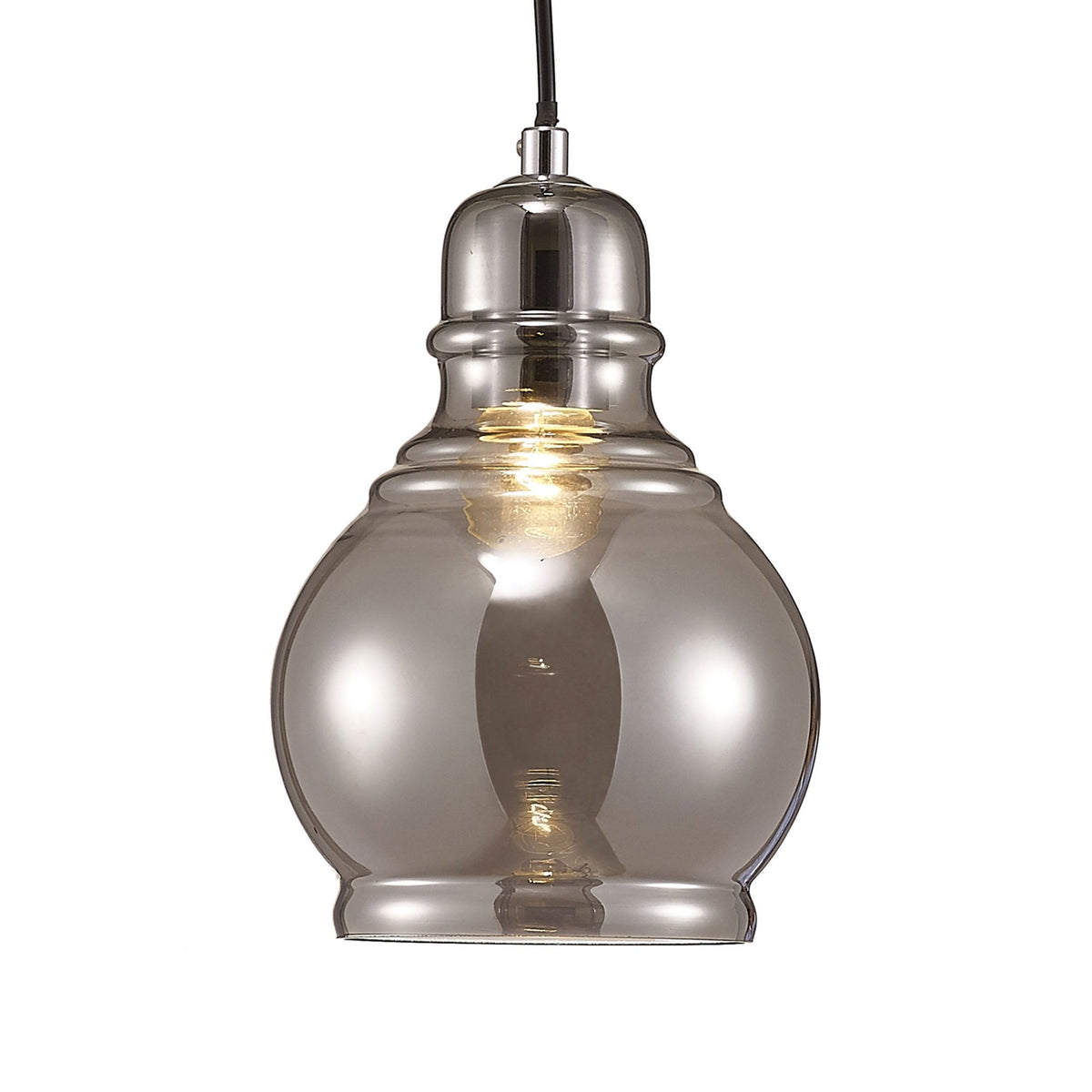 Ariel Small Smoked Glass Pendant Light with Chrome Metalwork