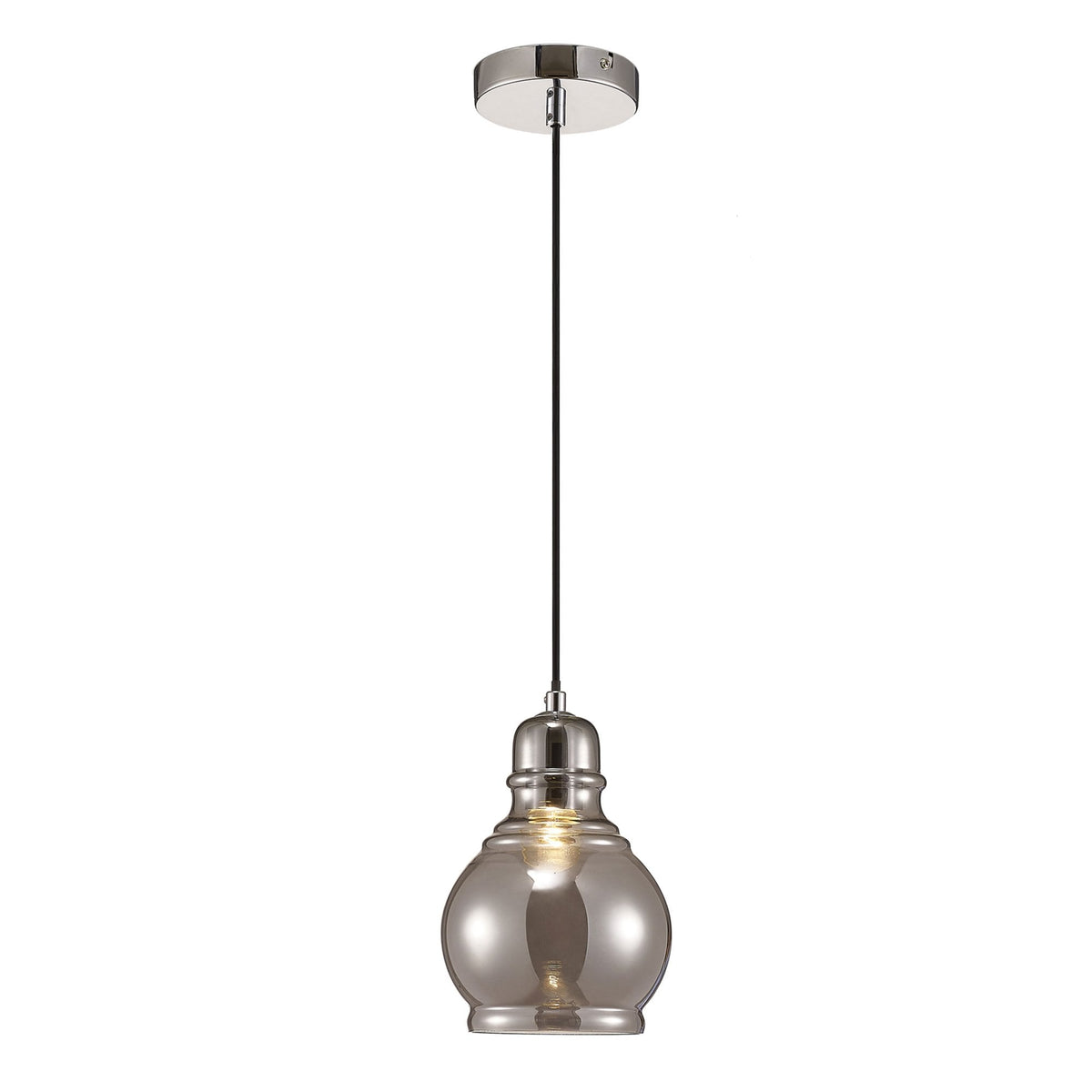 Ariel Small Smoked Glass Pendant Light with Chrome Metalwork