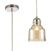 Ariel Bell Cognac Glass Pendant Light with Chrome Metalwork