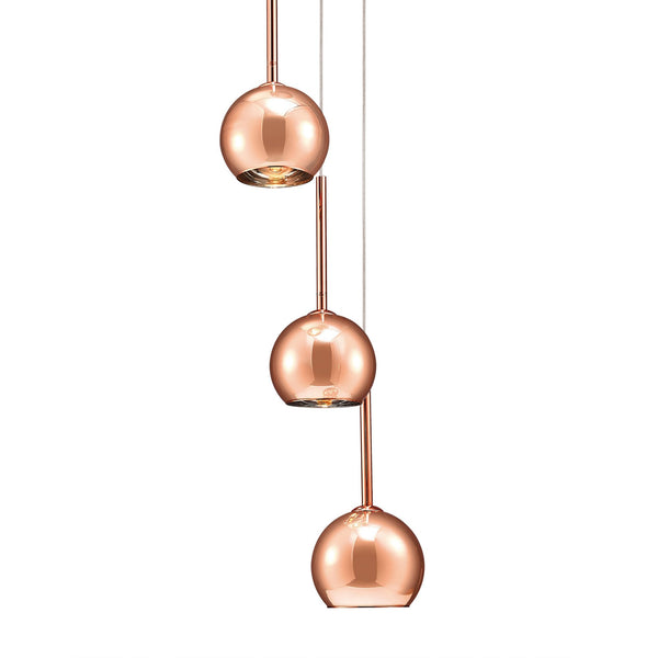 Regina Copper Glass Triple Drop Pendant with Copper Metalwork