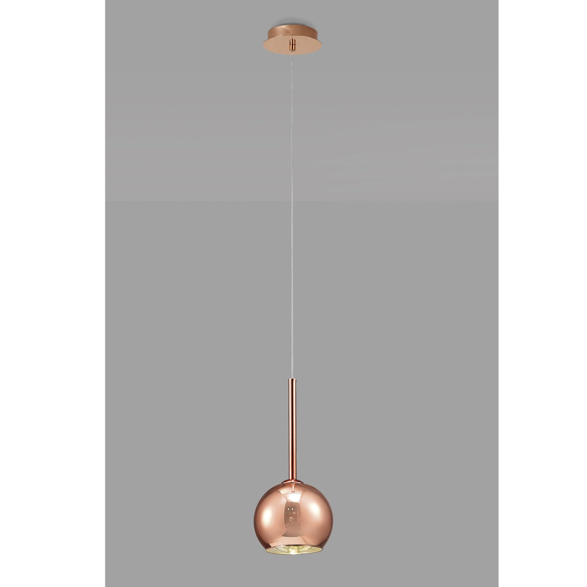 Regina Copper Glass Single Drop Pendant with Copper Metalwork