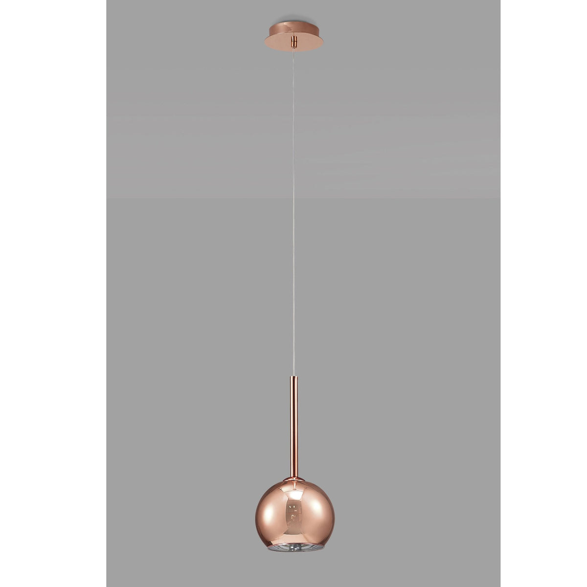 Regina Copper Glass Single Drop Pendant with Copper Metalwork