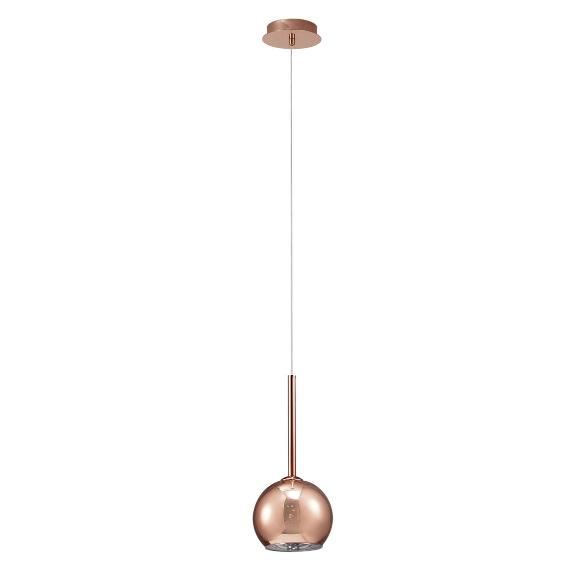 Regina Copper Glass Single Drop Pendant with Copper Metalwork