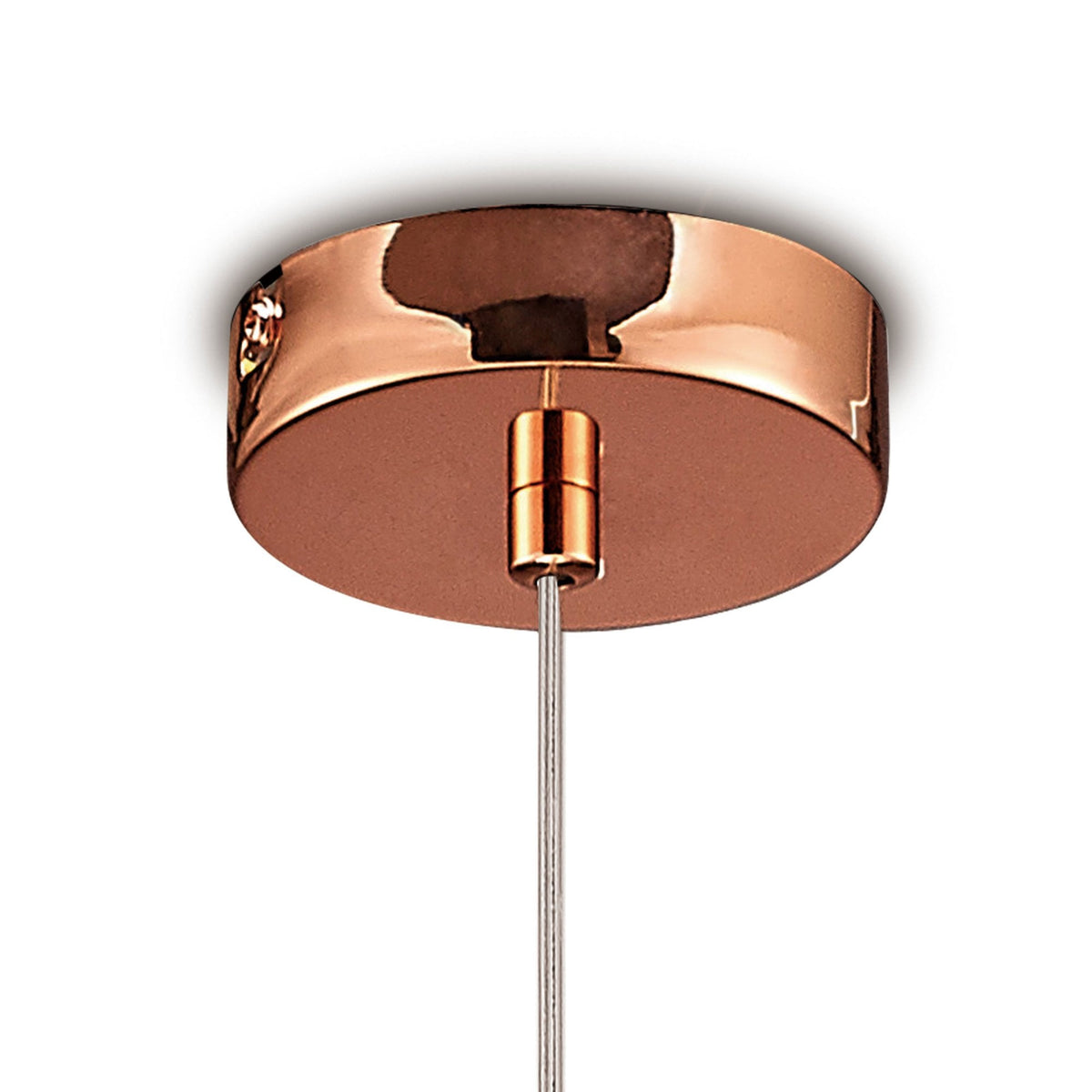 Regina Copper Glass Single Drop Pendant with Copper Metalwork