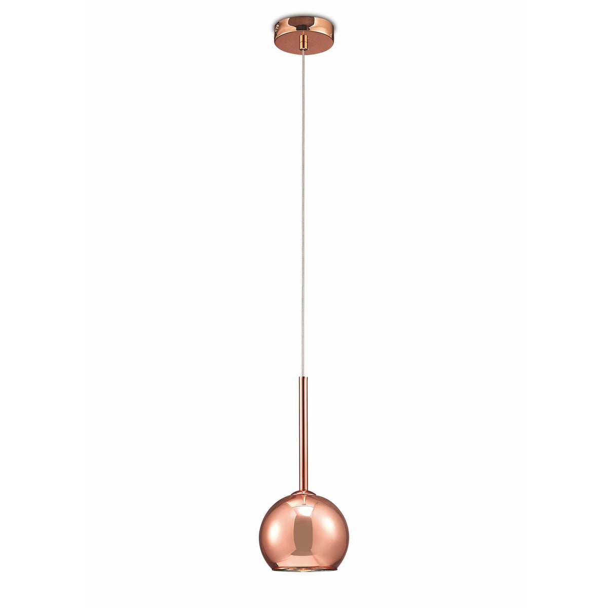Regina Copper Glass Single Drop Pendant with Copper Metalwork
