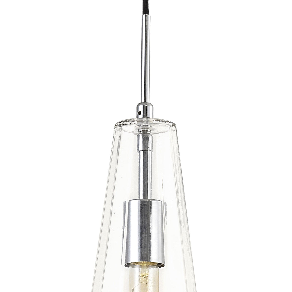 Markus Slim Cone Clear Glass Single Pendant with Chrome Metalwork