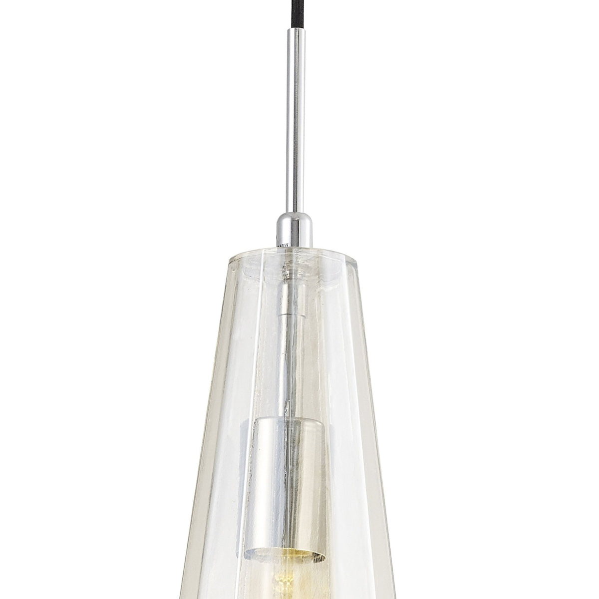 Markus Slim Cone Cognac Glass Single Pendant with Chrome Metalwork