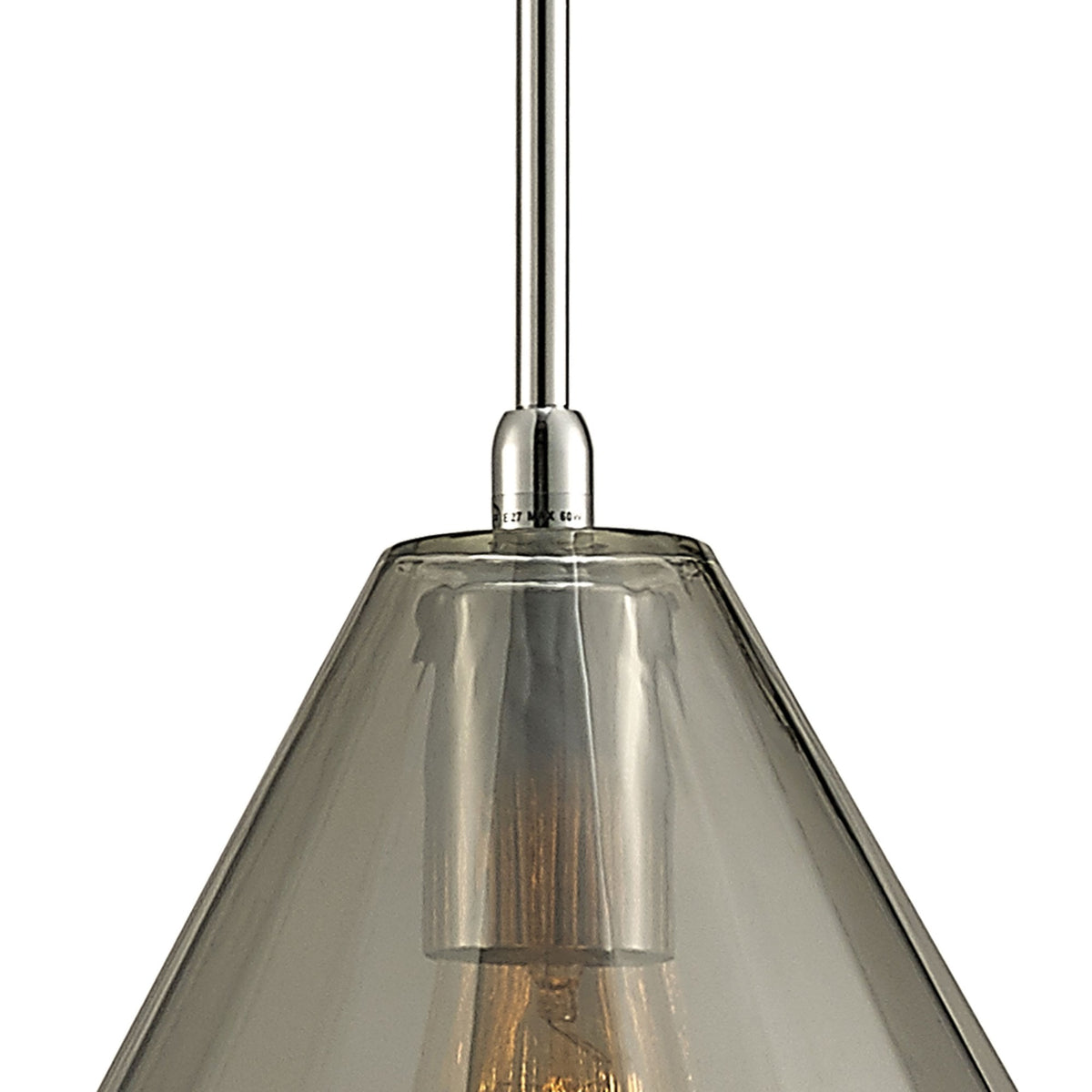 Markus Medium Cone Smoked Mirrored Glass Single Pendant with Chrome Metalwork