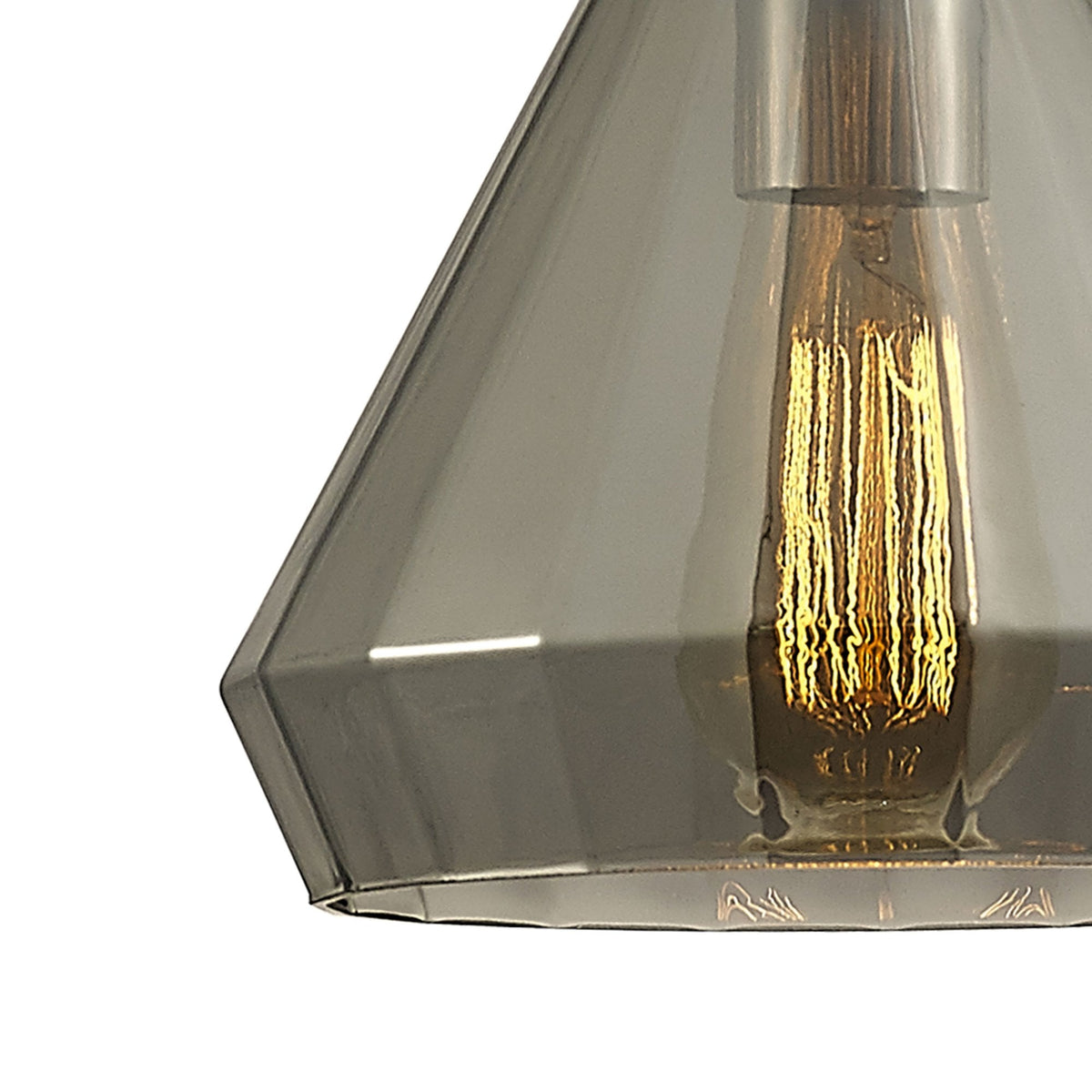 Markus Medium Cone Smoked Mirrored Glass Single Pendant with Chrome Metalwork