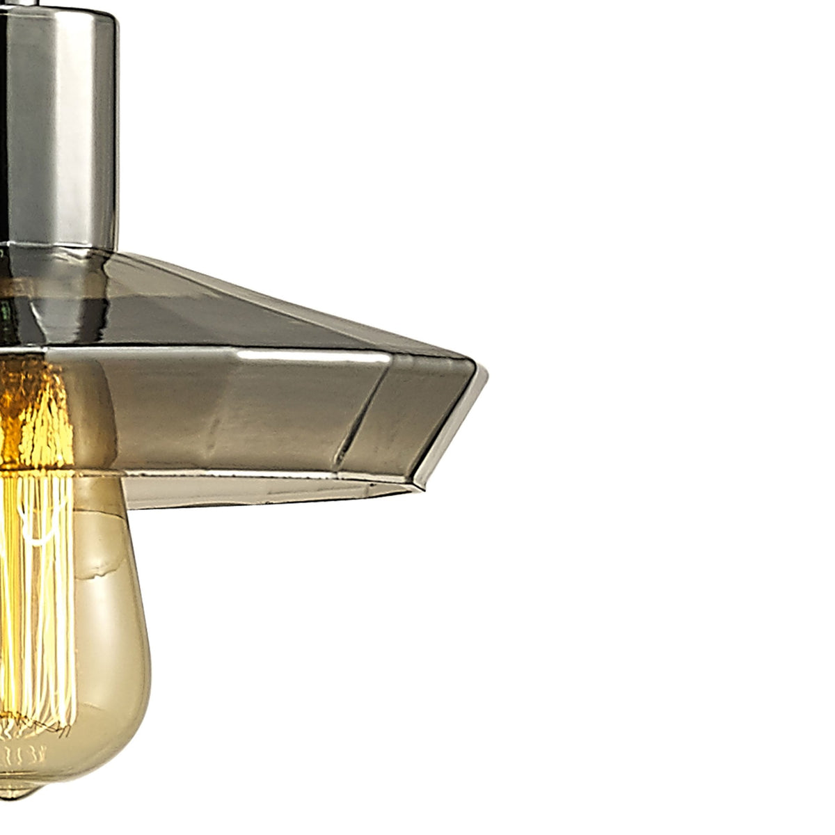 Markus Shallow Smoked Mirror Glass Single Pendant with Chrome Metalwork