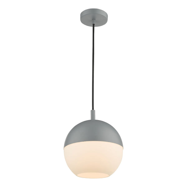Andre Single Pendant In Grey With Opal Glass