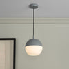 Andre Single Pendant In Grey With Opal Glass